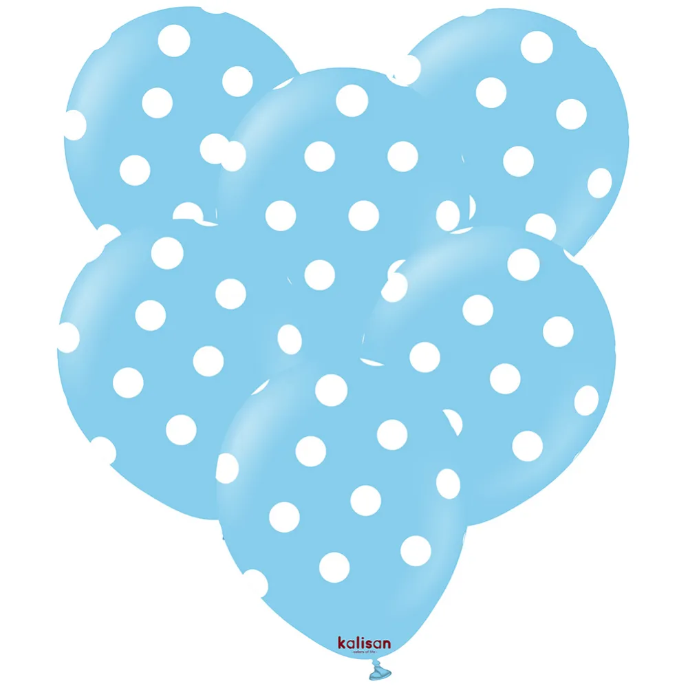 SET 25 Baloane latex 30cm Light Blue cu buline albe