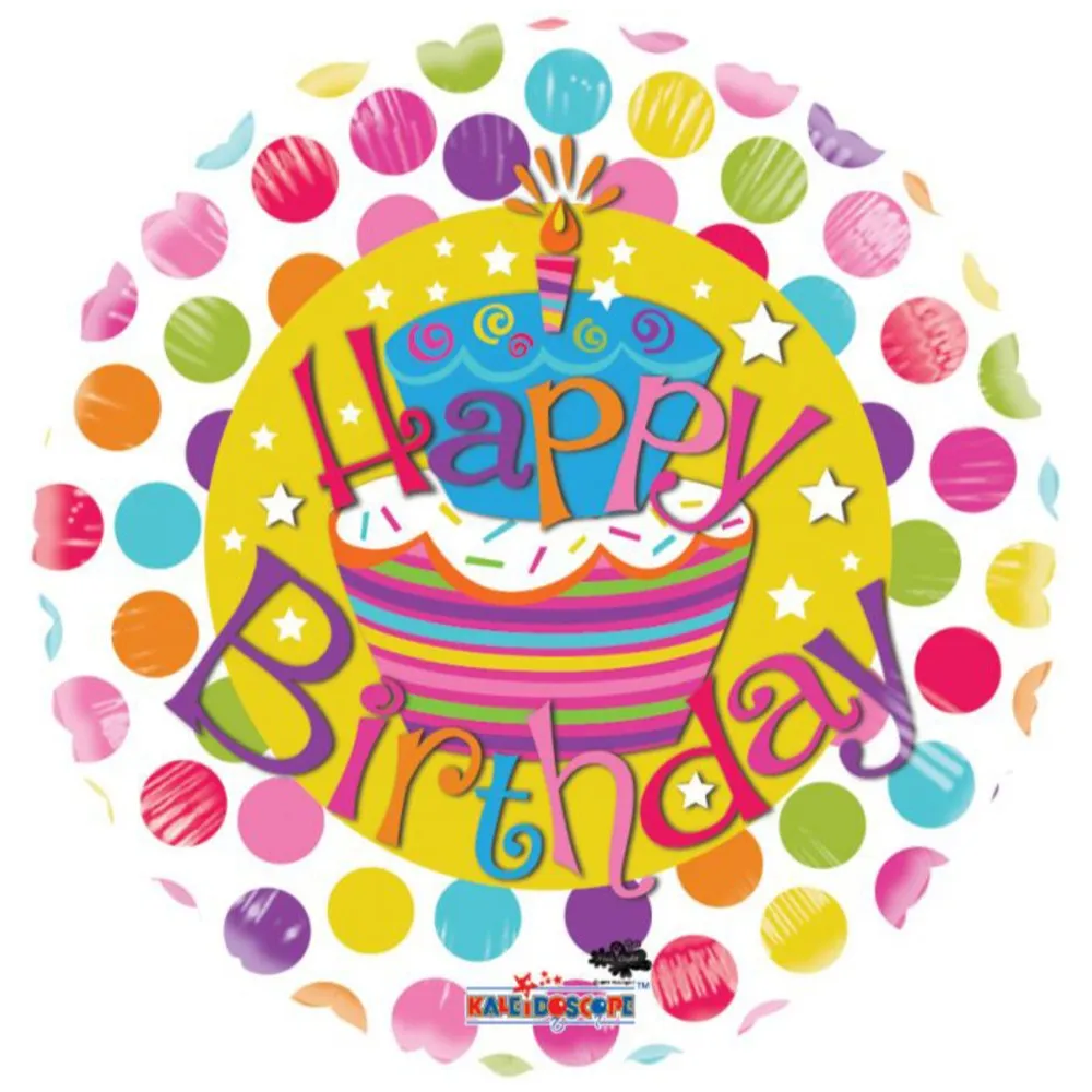 Balon folie Happy Birthday cu buline colorate 19500