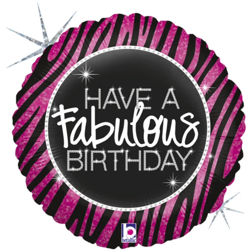 Balon Folie Rotund Zebra Fabulous B-day 46 cm Grabo