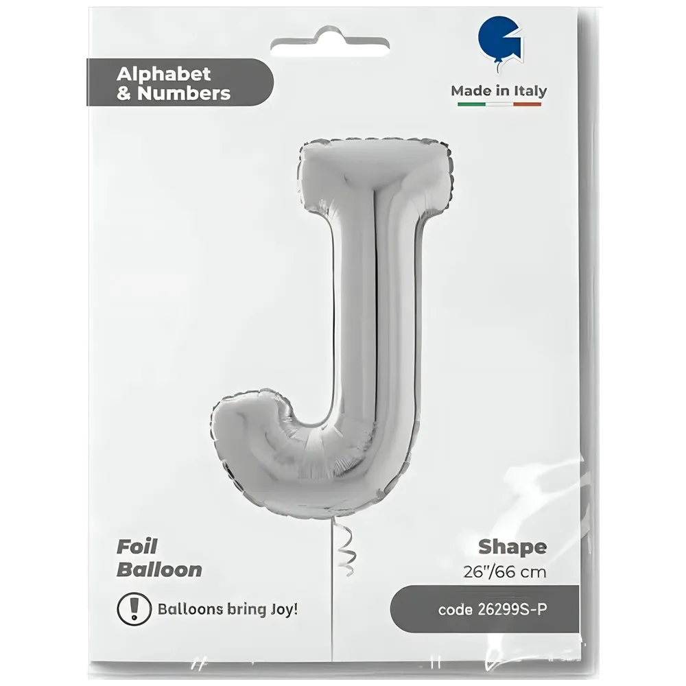 Balon Folie LITERA J Argintiu 66 cm Grabo