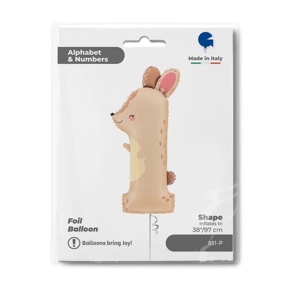 Balon Folie Puppyloons Cifra 1 Iepuras 97cm
