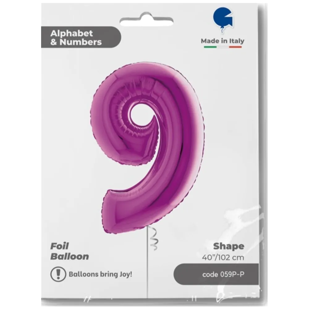 Balon Folie JUMBO CIFRA 9 MOV 102 cm Grabo