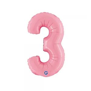 Balon Folie Cifra 3 Pastel Pink 36cm