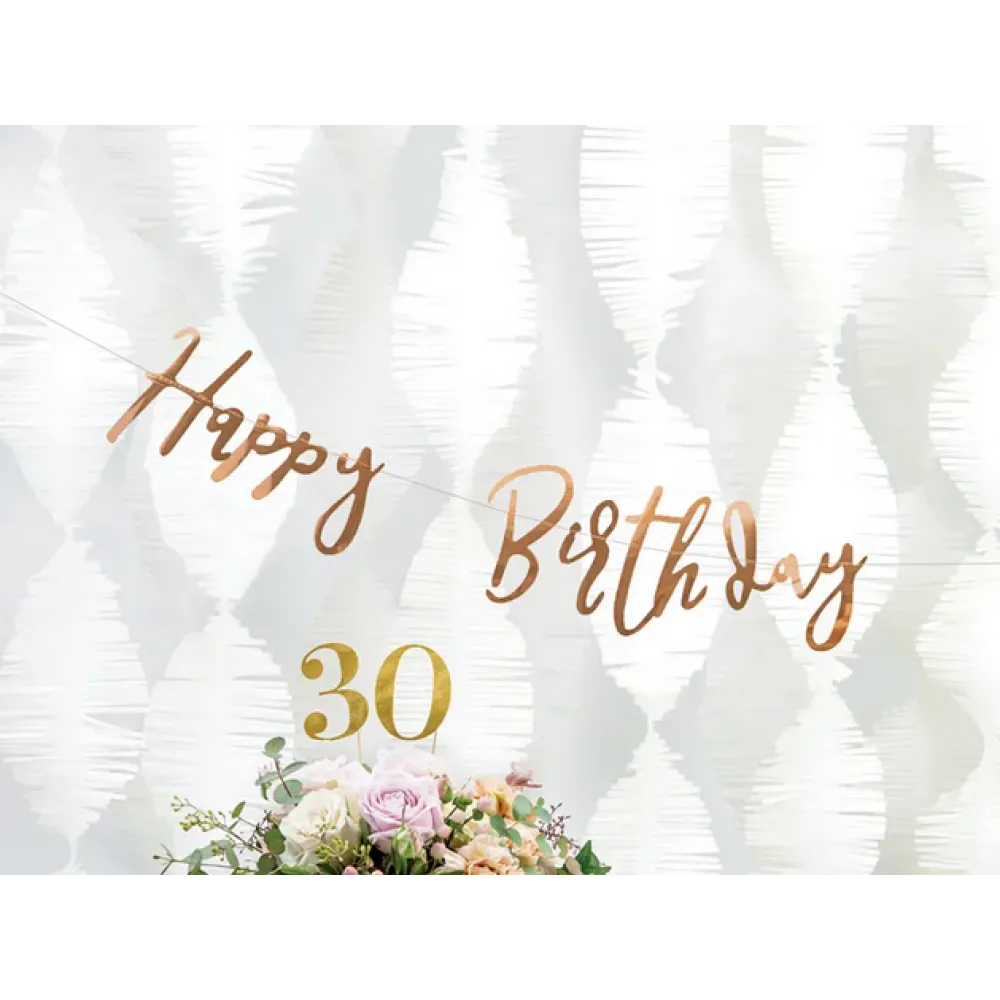Banner Happy Birthday Rose Gold 16.5x62cm