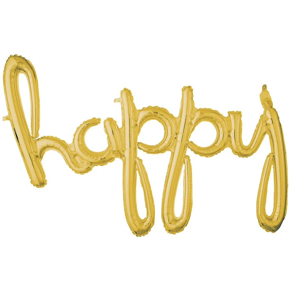 Balon Folie scris de mana Happy auriu 99x68cm AMS 37644 11