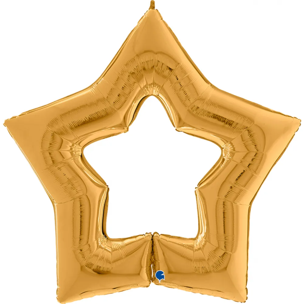 Balon Folie Stea cu centrul gol Auriu 122 cm Grabo