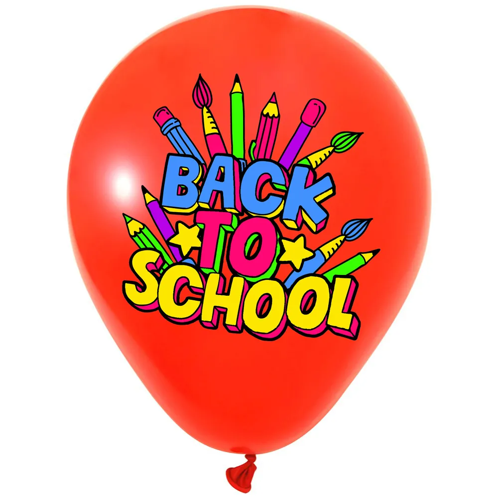 SET 12 Baloane Latex 33cm Asortate cu print Back to School BLS202409
