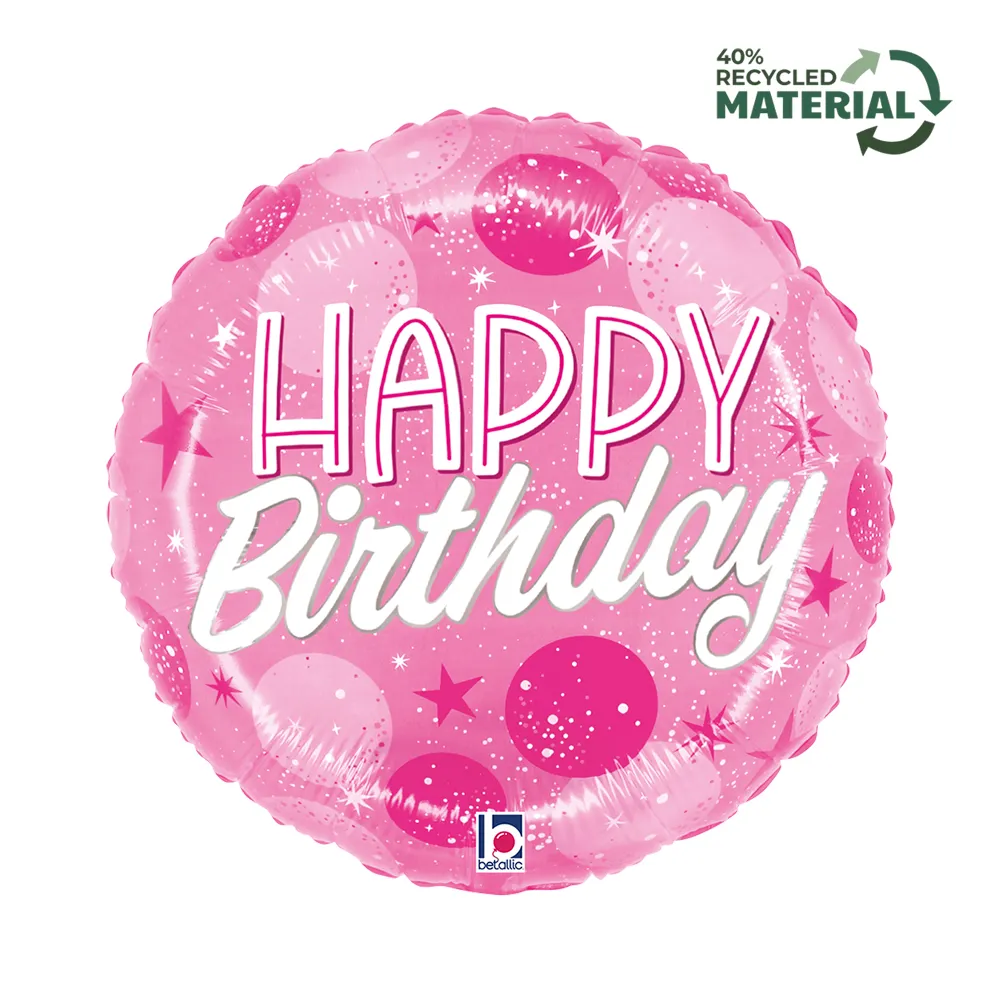 Balon Folie Happy Birthday Pink Sparkle 46cm