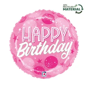 Balon Folie Happy Birthday Pink Sparkle 46cm