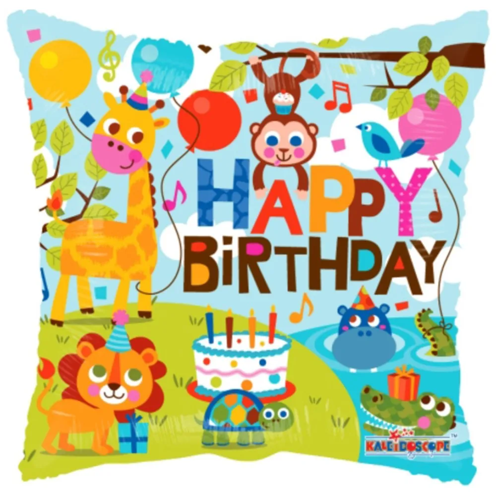Balon folie Happy Birthday cu animalute