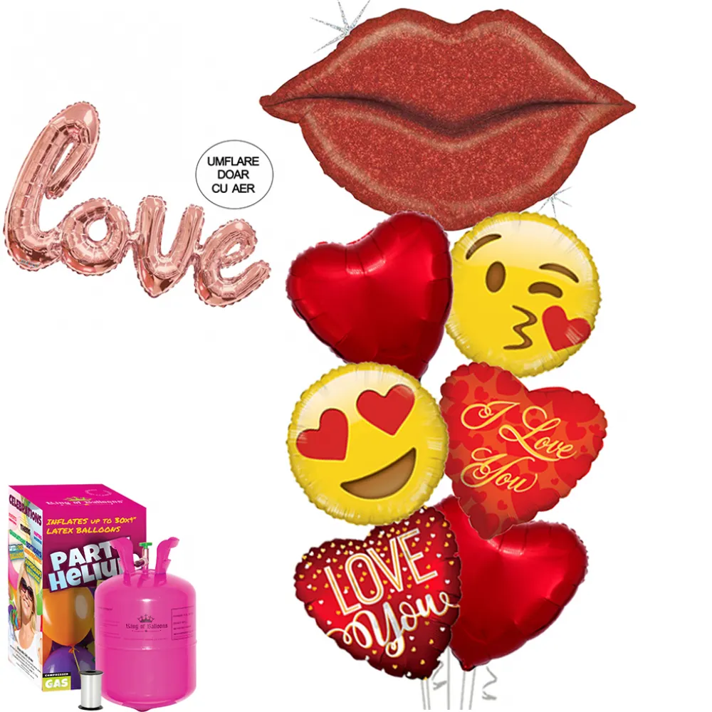 Pachet Baloane Valentine's Day (cu butelie mica)