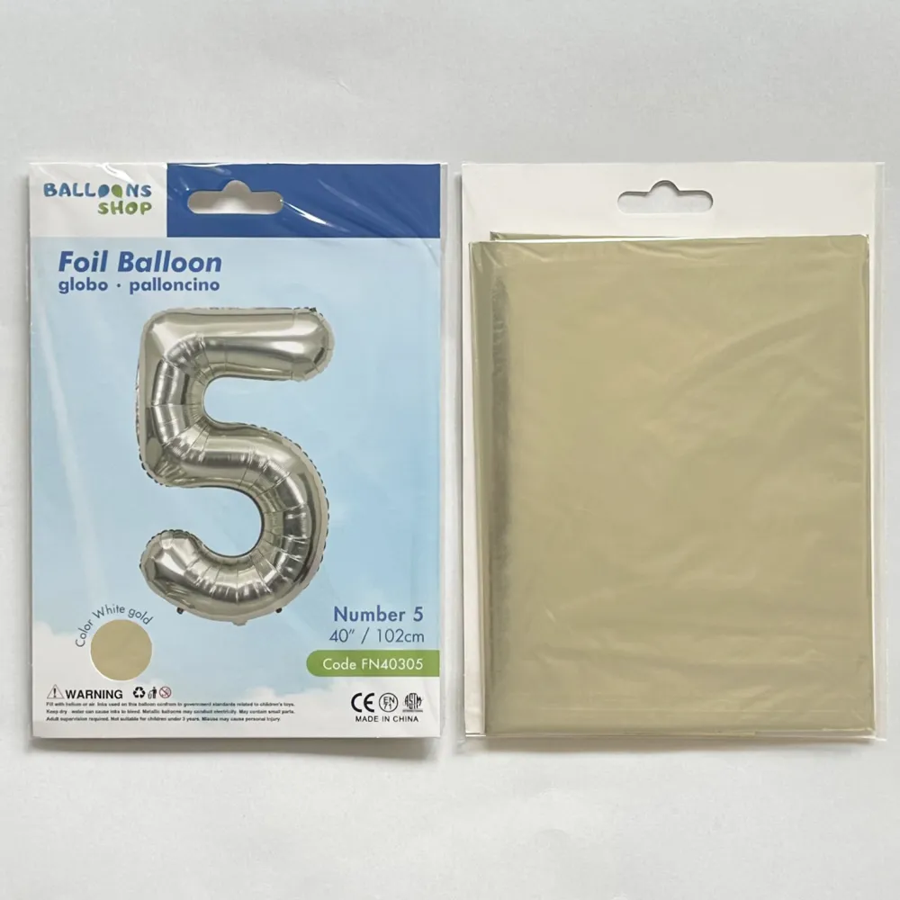 Balon Folie Cifra 5 White Gold 87cm