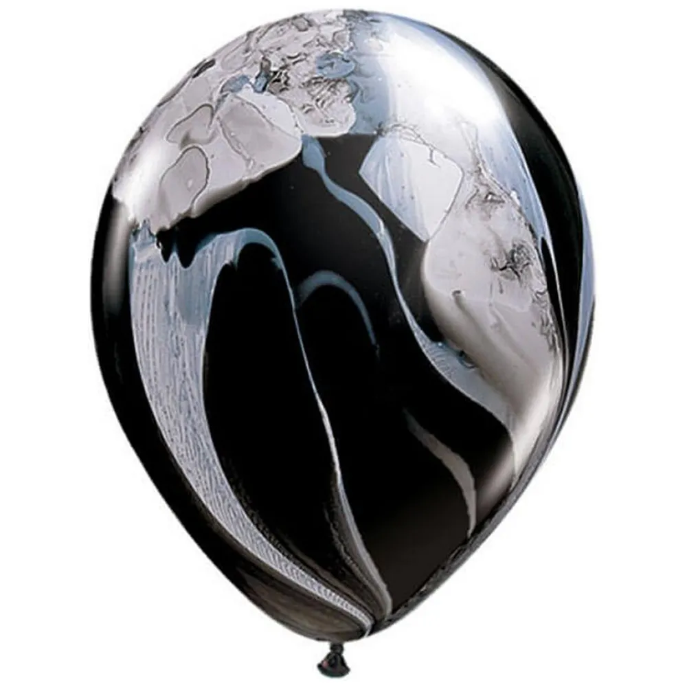 Balon latex 28cm Marmorat Negru-Alb