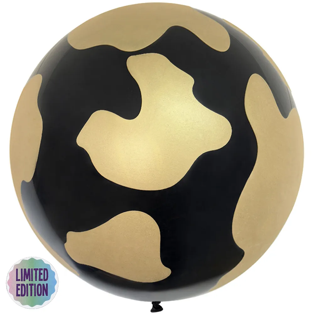 Balon Latex jumbo 60cm Safari Country Cow - Black (Print: Gold)