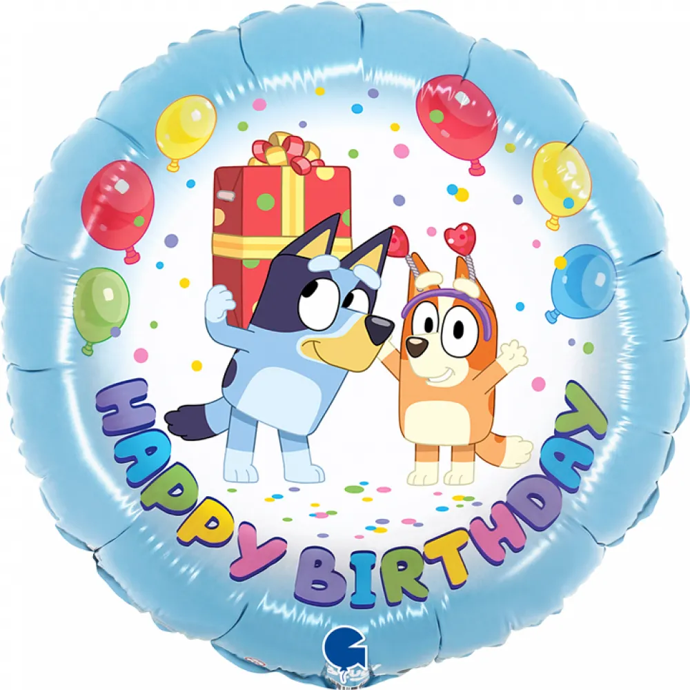 Balon Folie Rotund Happy Birthday Bluey 46cm