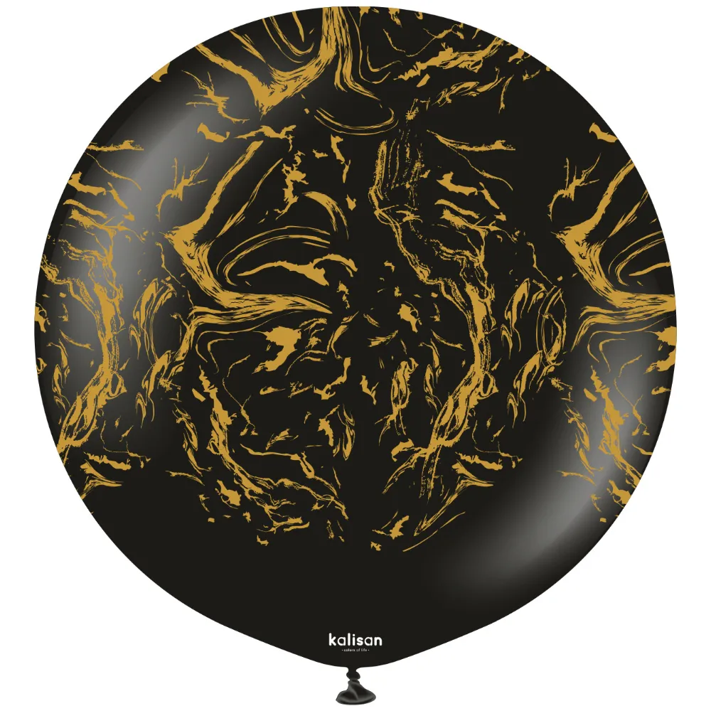 Balon latex jumbo 60cm Space Nebula - Black Print - Gold
