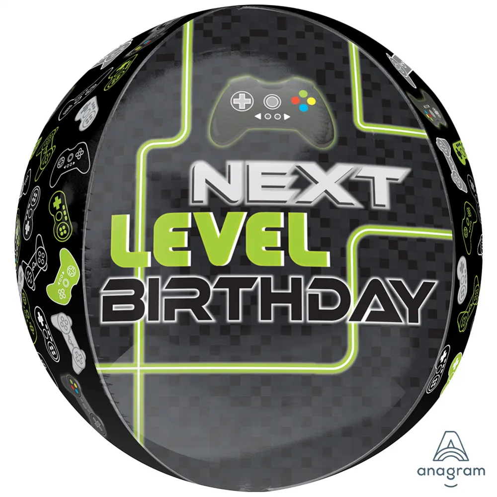 Orbz Balon Folie Gamer Level Up Birthday 38x40cm ANAGRAM 4110701