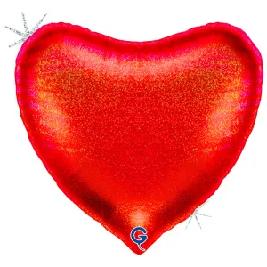 Balon Folie Jumbo Inima Rosie Holografica 91cm