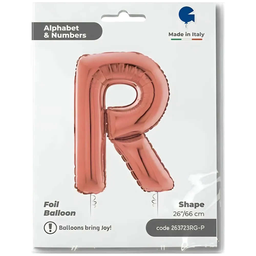 Balon Folie LITERA R Rose Gold 66 cm Grabo