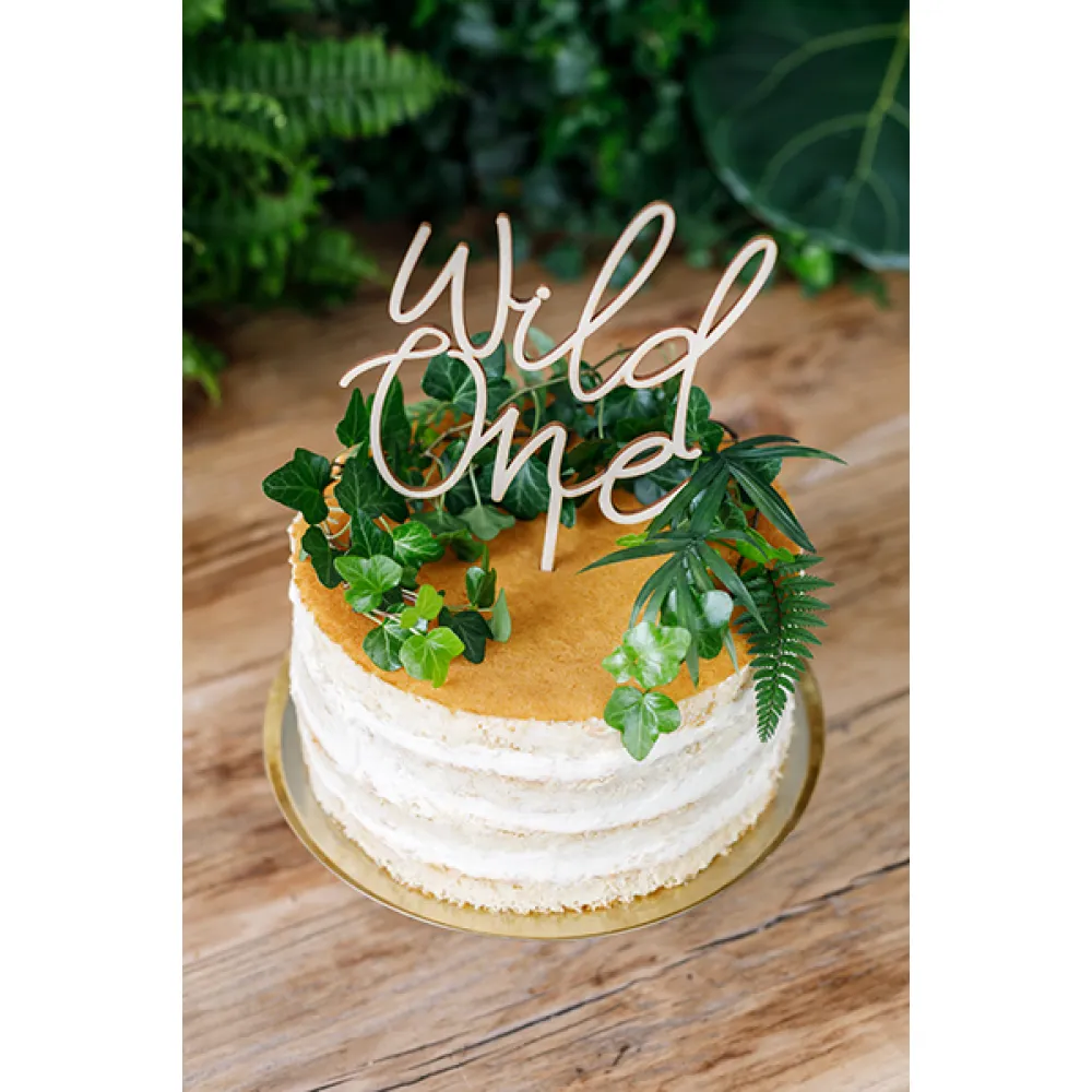 Decoratiune pentru Tort din Lemn Wild One 22cm