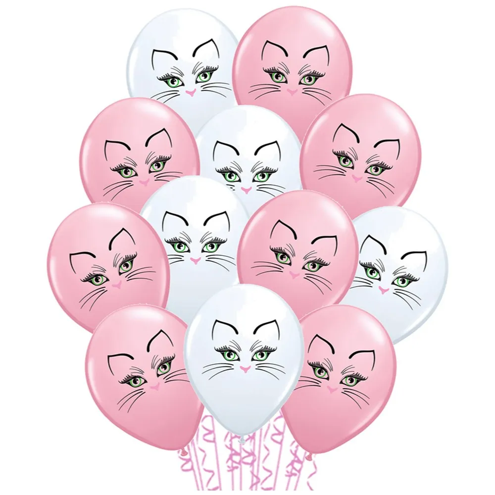 Set 12 Baloane Latex 30 cm Asortate Print Color Pisica BLS20223