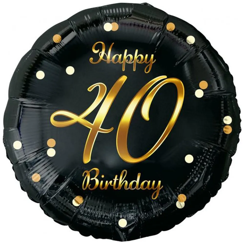 Balon Folie Rotund Happy 40th Birthday Confetti Auriu 45cm