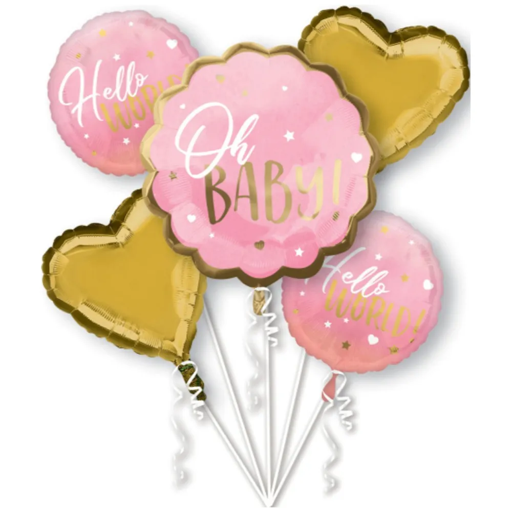 Buchet 5 baloane folie Oh Baby Girl Amscan 3972601