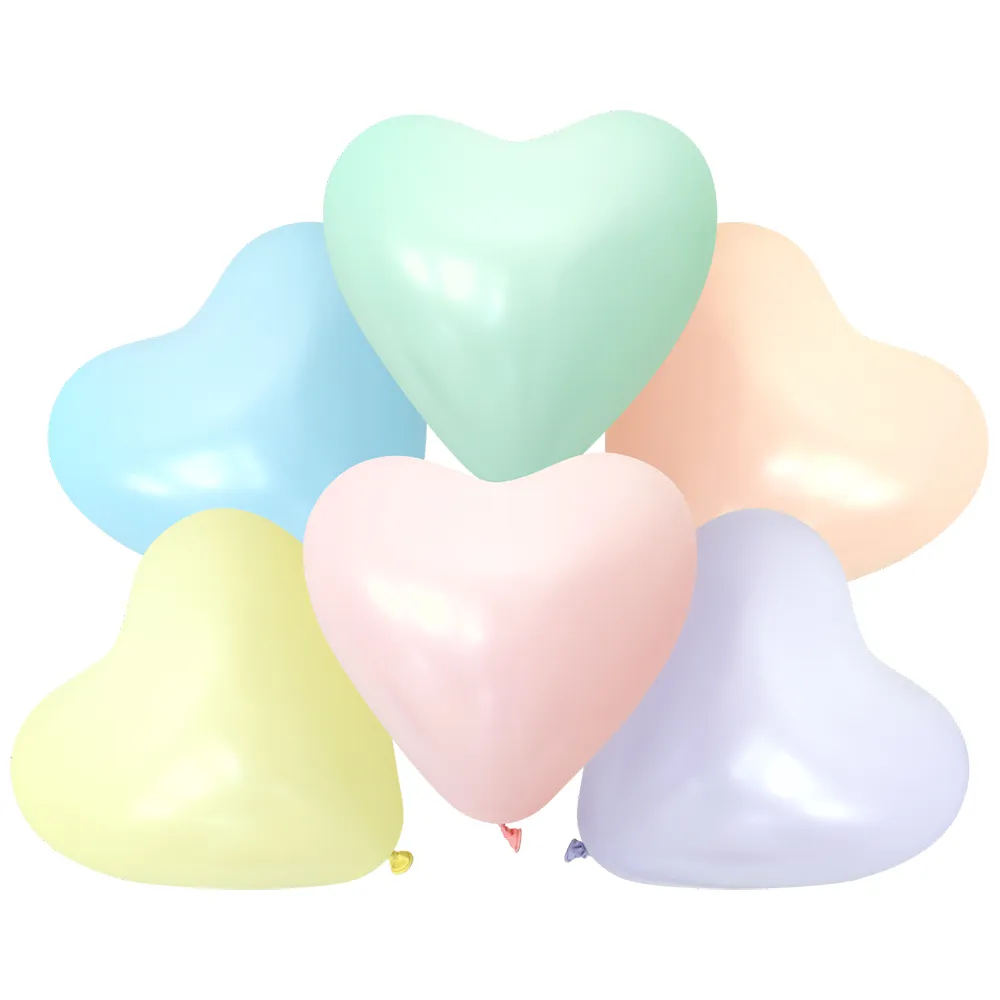 Set 6 Baloane Latex Inima Macaron 30 cm Culori Asortate Heart110.BLS-M