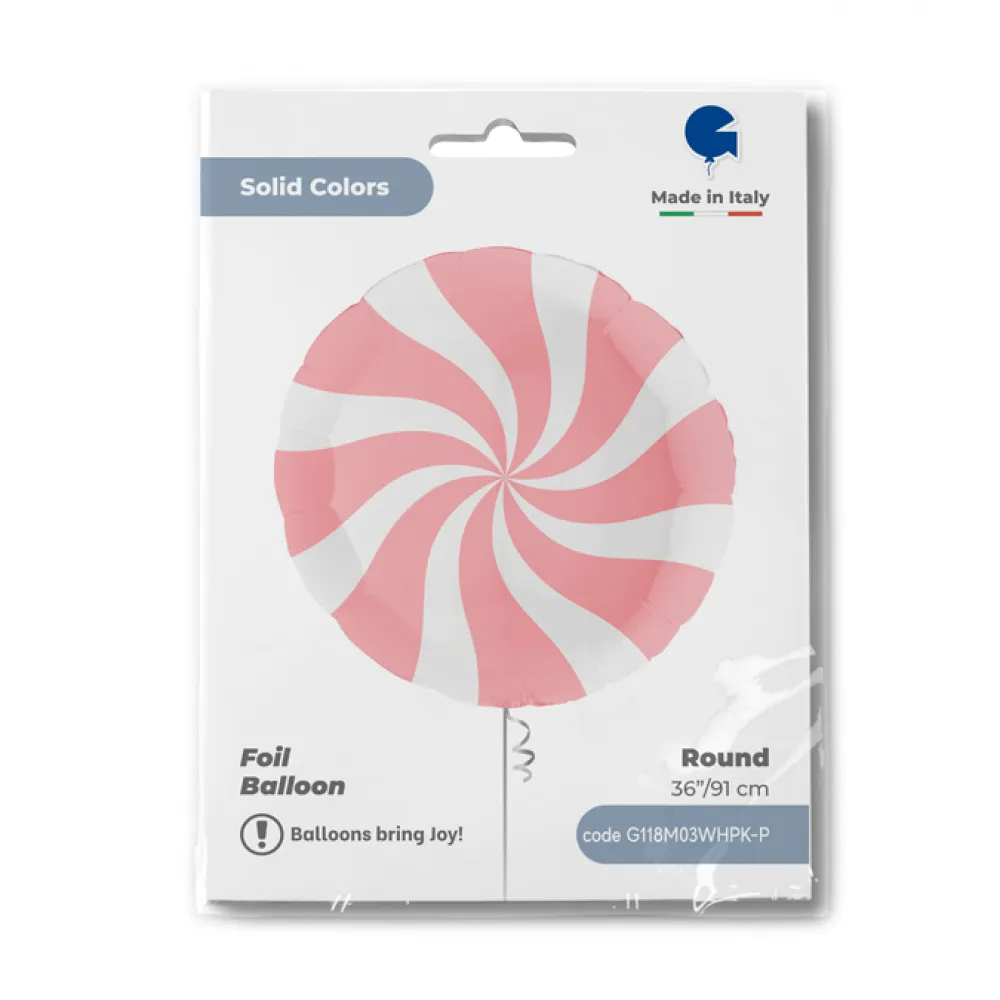 Balon Folie Rotund Acadea Alb-Baby Pink 91 cm Grabo