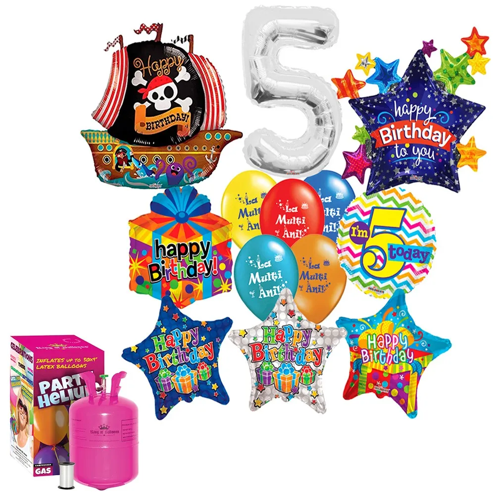 Pachet Baloane Aniversare 5 ani Baietel (cu butelie) - 2018168