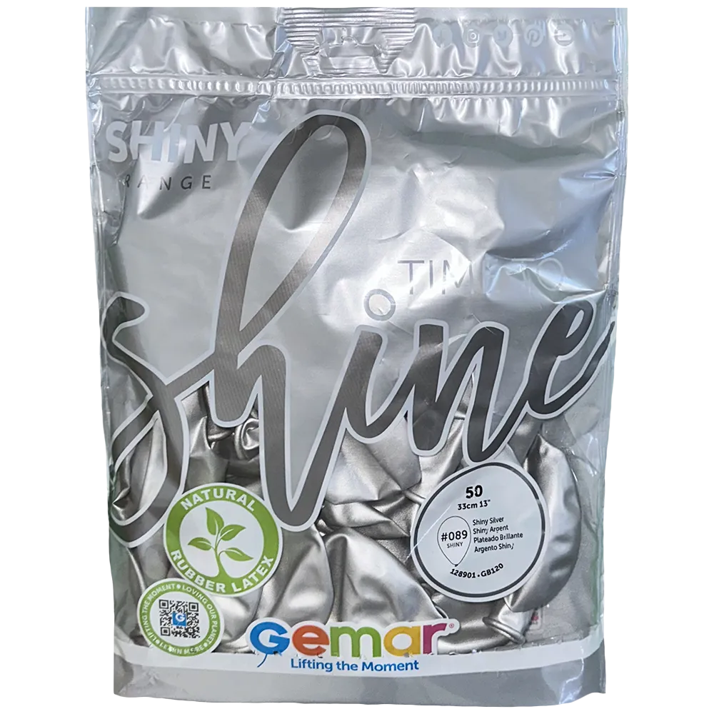 Baloane Latex 33cm Shiny Argintiu GB120.89