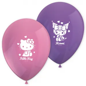 Set 8 Baloane Latex 28cm Hello Kitty and Kuromi