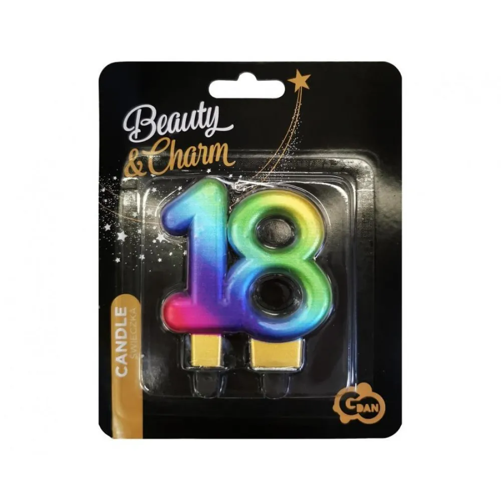 Lumanare Tort Cifra 18 Galaxy Rainbow 7.5cm