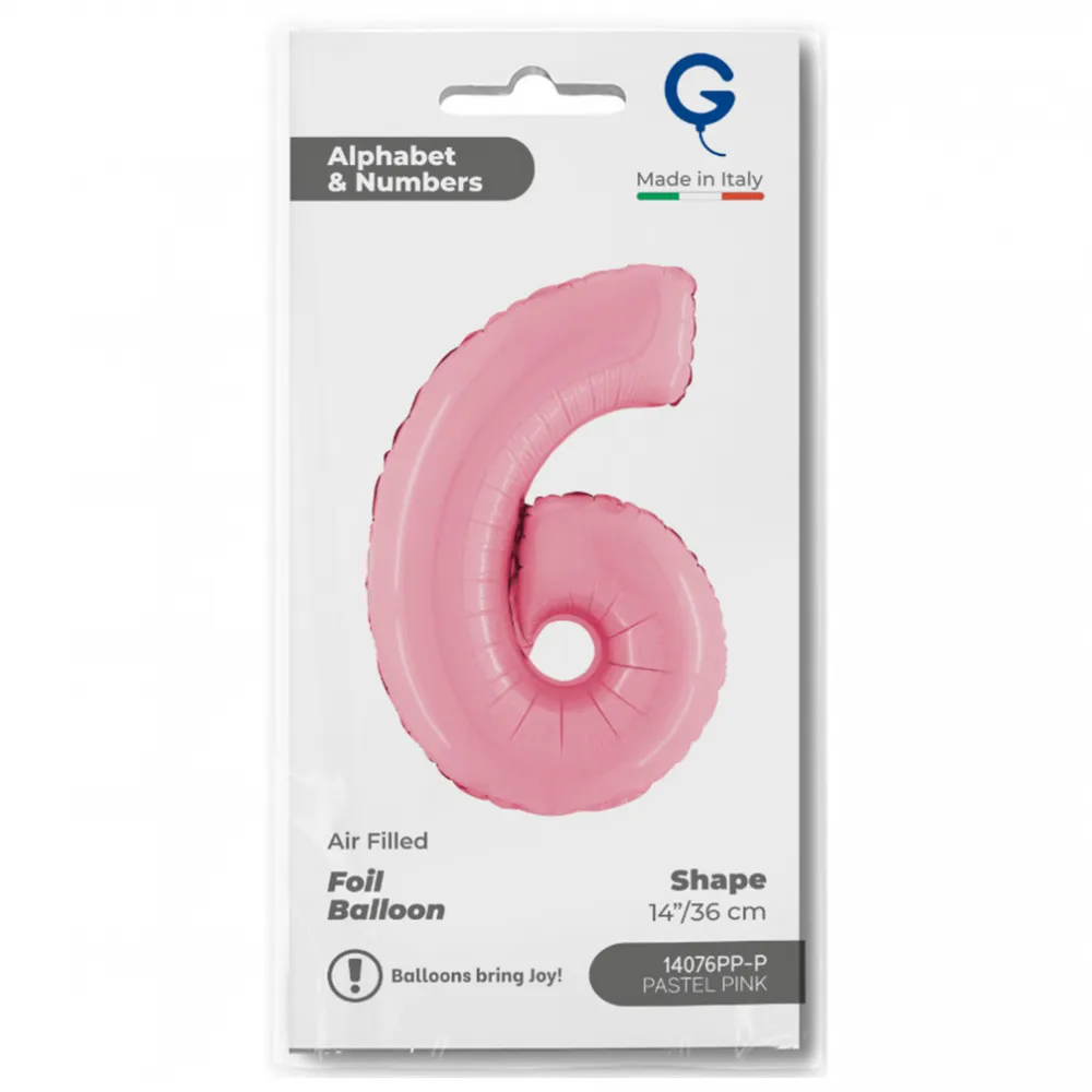 Balon Folie Cifra 6 Pastel Pink 36cm