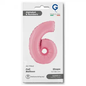 Balon Folie Cifra 6 Pastel Pink 36cm