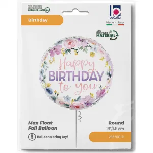Balon Folie Rotund Flori Happy Birthday To You 46cm