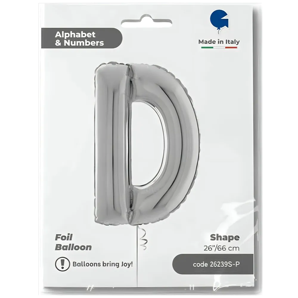 Balon Folie LITERA D Argintiu 66 cm Grabo