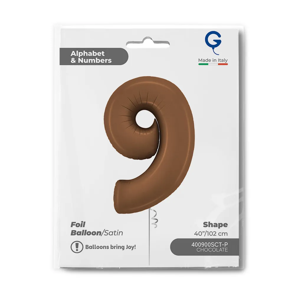 Balon Folie Cifra 9 Satin Chocolate 102cm