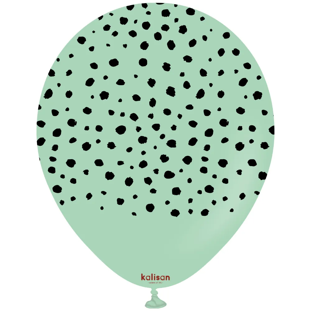 Baloane latex 30cm Safari Cheetah - Macaron Green Print - Black