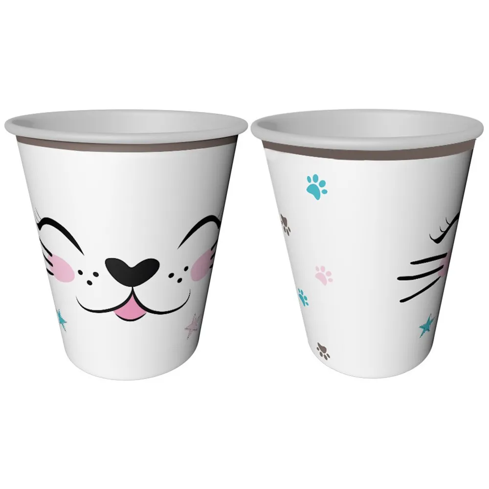 Set 8 Pahare Petrecere cu print Pisicuta MC9783