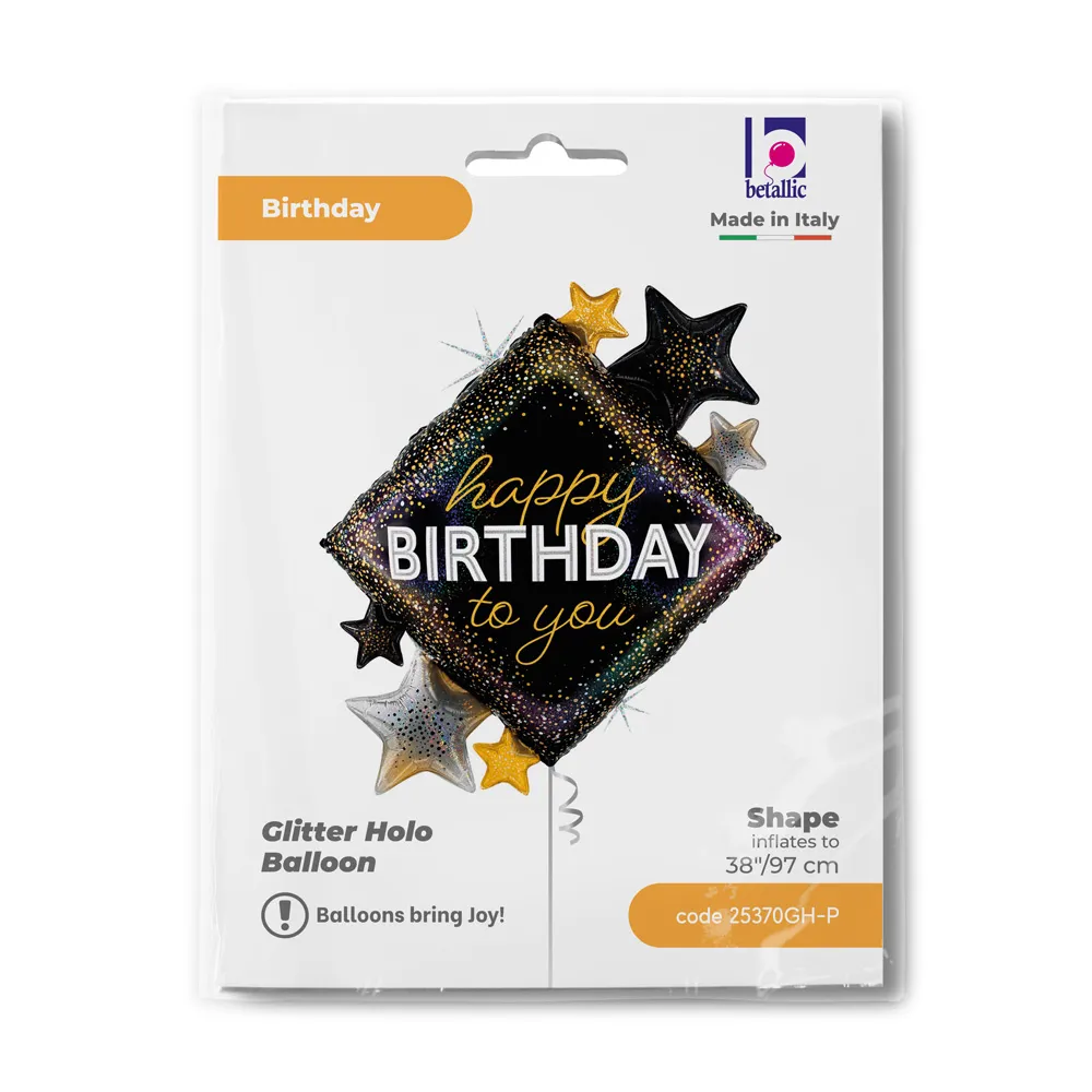 Balon Folie Figurina Stele Glitter Happy B-day 97cm