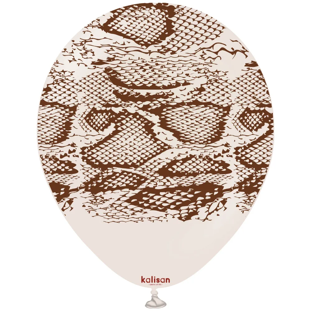 Baloane latex 30cm Safari Snake N - White Sand Print - Dark Brown