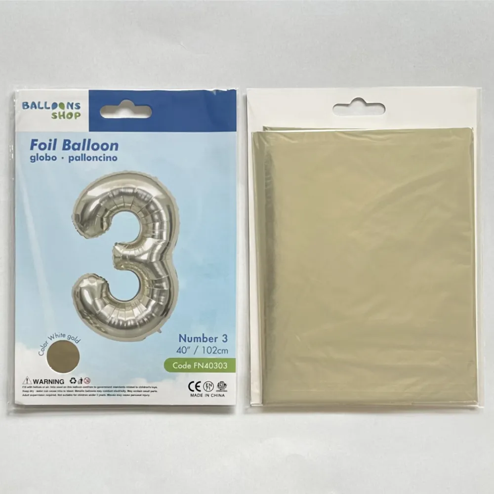 Balon Folie Cifra 3 White Gold 87cm