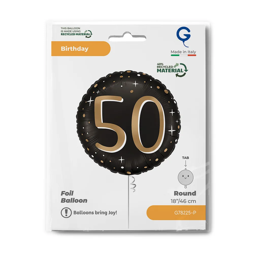 Balon Folie Rotund Aniversare 50 ani Auriu 46cm