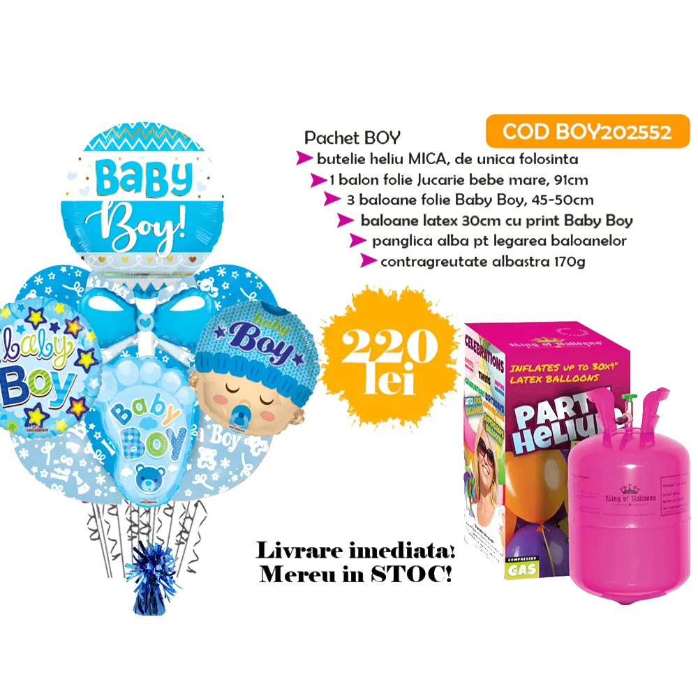 Pachet Baloane Baietel + Butelie mica BOY202552