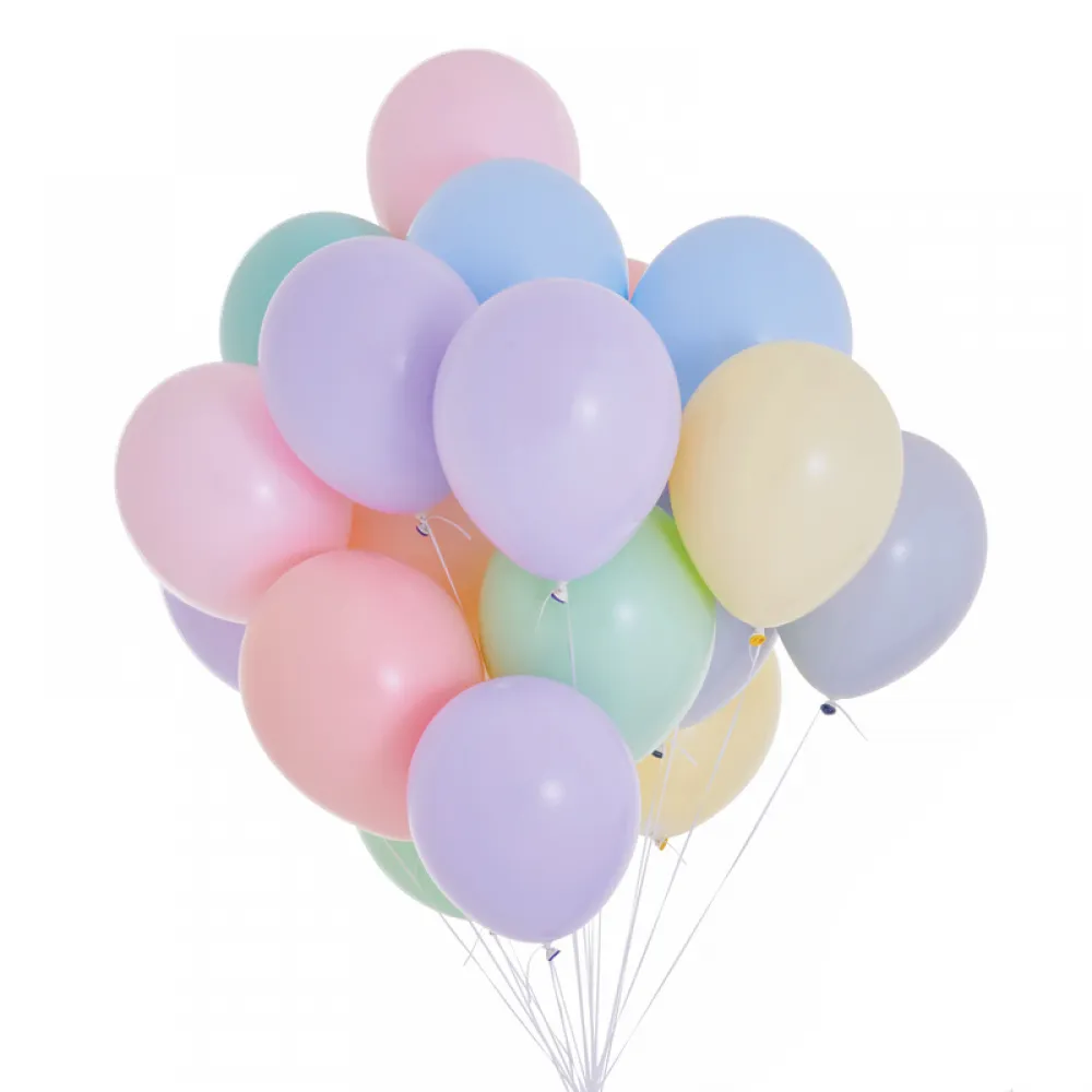 Butelie heliu si 20 baloane Pastel Macaron