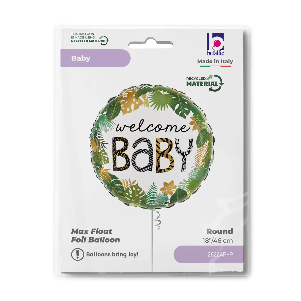 Balon Folie Rotund Welcome Baby Jungle 46 cm Grabo