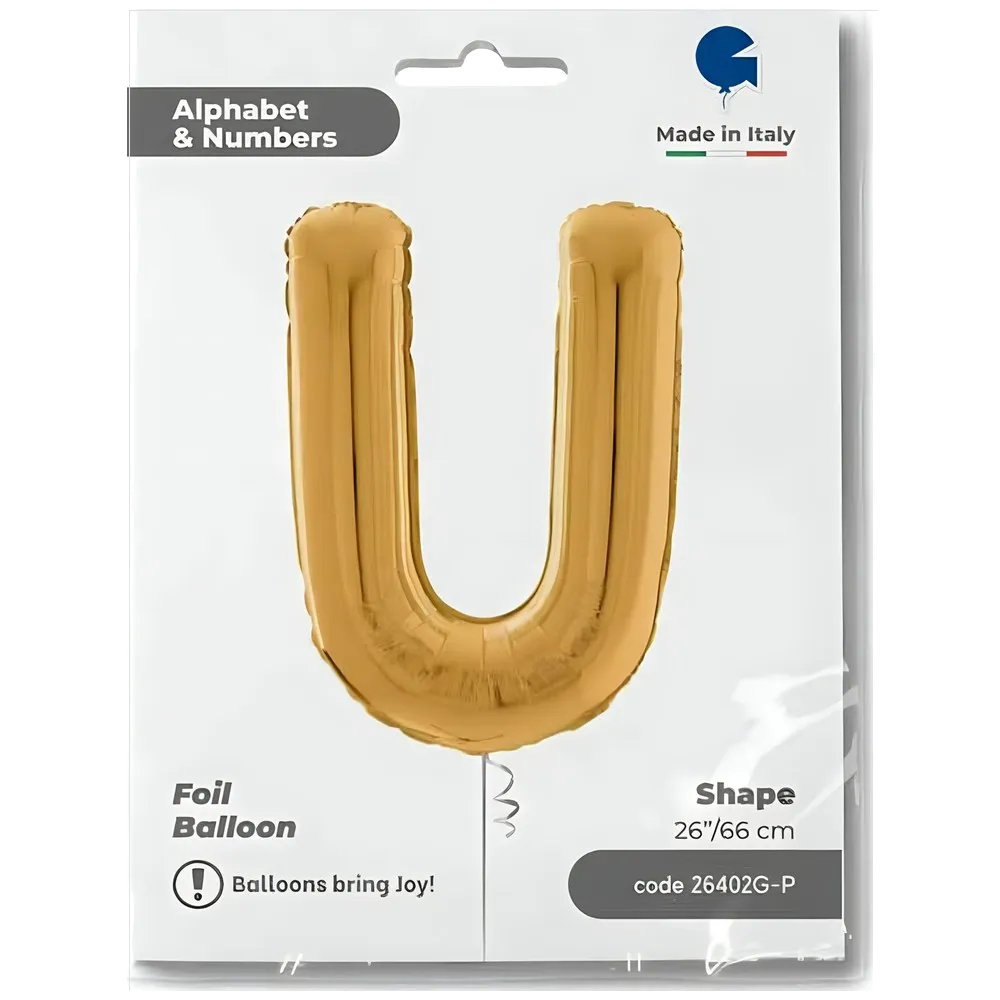 Balon Folie LITERA U Auriu 66 cm Grabo