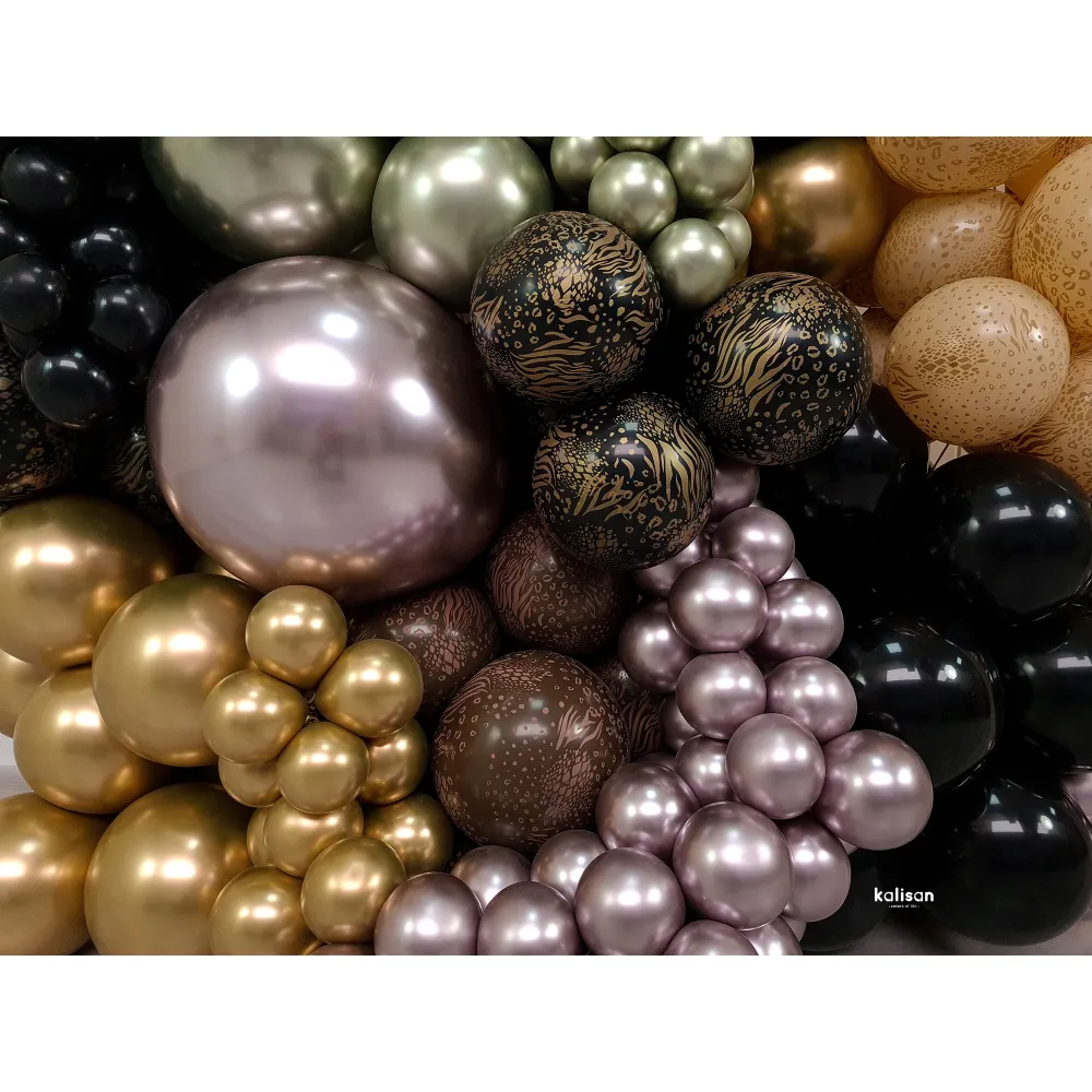 Balon latex jumbo 60cm Safari Mutant - Black Print - Gold