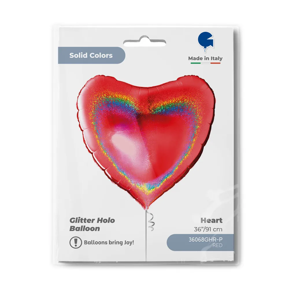 Balon Folie Jumbo Inima Rosie Holografica 91cm